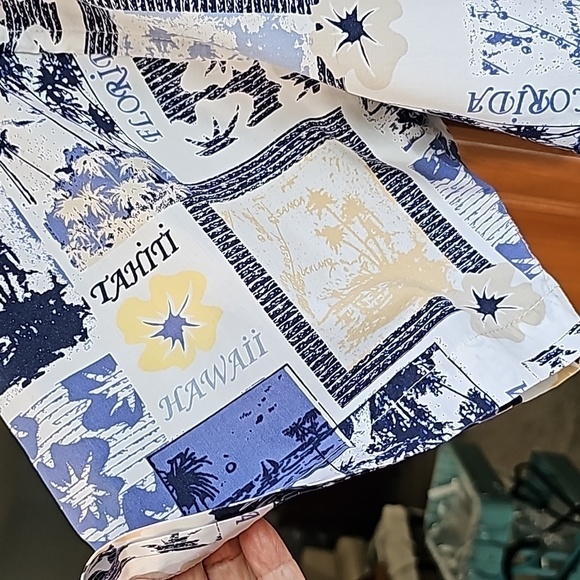 CROSSINGS, men's XL casual button-down shirt. Tropical print. EXCELLENT. - Picture 4 of 10